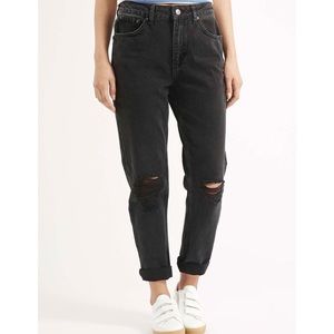 Topshop black Destressed Mom Jeans